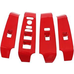 Door Armrest Panel Cover Door Lock Switch Trim, Door Window Control Panel Cover Trim, Compatible with Honda Civic 11th Gen 2022 - Red