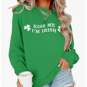 ALLTB St. Patrick's Day Sweatshirts Women Lucky Shamrock Graphic Long Sleeve Shirt Irish Festival Holiday Pullover Tops, ediumM