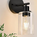 Zarbitta Set of 1 Wall Sconces for Bathroom,Black Modern Vanity Lights with Clear Glass Shade,Bathroom Wall Lamp for Mirror Kitchen Living Room Hallway Cabinet Porch