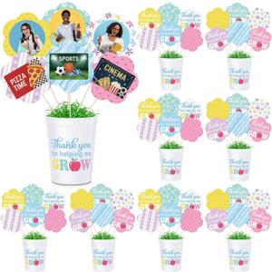Yinkin 9 Set Teacher Appreciation Gift Card Bouquet Kit Teacher Survival Kit Thank You for Helping Me Grow Gift Card Holder Thank You Gifts for Women Men End of Year Back to School Graduation Birthday
