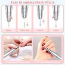 MOCOWIND Portable Nail Drill Professional 35000 RPM, Rechargeable Electric Nail File Machine Cordless E-File for Acrylic Gel Polishing Removing with Bits Kit for Manicure Salon Home, Pink