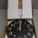 JoFomp Wooden Glow in The Dark Clock, 10 inch Silent Non-Ticking Battery Operated Clock, Energy-Absorbing Luminous Numerals and Hands, Lighted Wall Clock Decoration (Black, 10 INCH)