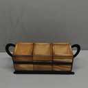 Wooden Silverware Caddy with 3 Detachable Compartments & Portable Handle - Farmhouse Countertop Organizer for Forks/Spoons/Knives, Cutlery Holder for Party, Kitchen & Dining