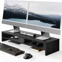 Fenge Monitor Stand, 31.5 Inch Computer Monitor Riser for Desk, 2 Tiers Wood Desk Shelf with Storage, Desktop Organizer for PC, Laptop, Screen, Printer