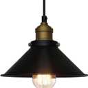 Black Industrial Pendant Light, 9.84" Vintage Hanging Light Fixture, E27 Ceiling Lamp for Kitchen Island, Dining Room, Farmhouse, Rustic Loft, Bar, Caf