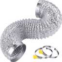 Steelsoft Heavy Duty 4"Flexible Dryer Vent Exhaust Duct Hose 3 Feet for Tight Space, Extra Thick(6-ply) Aluminum Foil Ducting Kit with 2 Key Hose Clamps