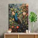 Morris William Peacock Canvas Wall Art Decor, Morris William Animal Painting Poster, Peacock Pictures for Wall Living Room Bedroom Home Decoration 12*18 in (Stretched Canvas on A Wooden Frame)