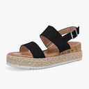 LAICIGO Women’s Open Toe Wedge Platform Espadrilles Ankle Strap Buckle Faux Leather Cork Rubber Summer Sandals 7.5 size