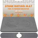 Matdia Stone Drying Mat for Kitchen Counter & Faucet mat for kitchen sink – Super Absorbent - Diatomaceous earth dish drying mat - Non-Slip & Eco-Friendly - Quick drying - (19.6" x 15.7")