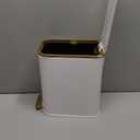 Cesun Small Bathroom Trash Can with Lid Soft Close, 5 Liter/1.3 Gallon Stainless Steel Garbage Can with Removable Inner Bucket, Step Pedal, Slim Waste Basket for Toilet, Office, Bedroom (White&Gold)