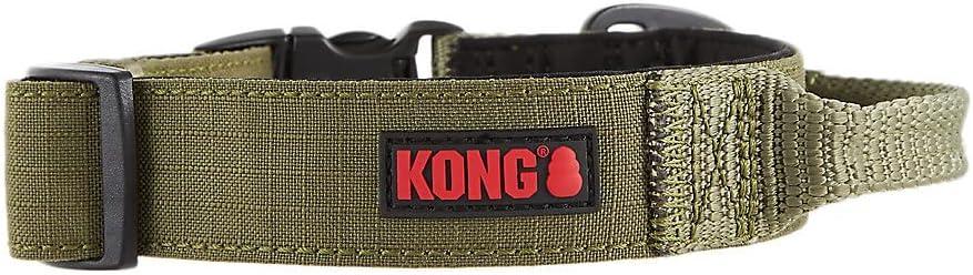 KONG Ultra Durable Padded Comfort Handle Dog Collar (Large, Green)