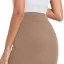 Women's Classic Fit Straight Pencil Skirt Stretch High Waist Knee OL Skirt (Khaki)