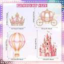 Honoson 4 Pcs Large 20" x 30" Princess Castle Cardboard Cutouts Standup, Princess Birthday Party Decoration Backdrop Yard Signs for Baby Shower Pink Party Supplies Lawn Crown Decor