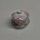 Chinese Gaiwan Tea Cup, Asian Traditional Porcelain Kungfu Handleless Tea Cup with Lid and Saucer 10Oz, China Classic Gaiwan (Vine)