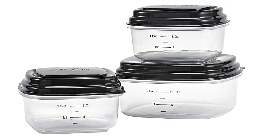 Fit & Fresh Montauk Lunch Containers, 9-3/4"H x 9-3/4"W x 6-13/16"D, Black/White