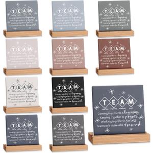 Roowest 10 Pcs Difference Maker Gift Desk Decor Positive Wooden Signs Office Desk Accessories Employee Appreciation Gift for Social Worker Volunteer Coworker Teacher Nurse Staff(Team)