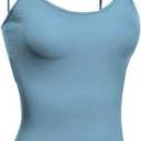 Emmalise Women's Camisole Built in Bra Wireless Fabric Support Short Cami (Medium, Denim Blue)