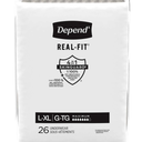 Depend Real Fit Adult Diapers, Incontinence Underwear for Men, Disposable, Maximum Absorbency, Large/Extra Large, Grey, 20 Count, Packaging May Vary