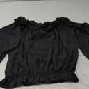 Womens Casual Off Shoulder Tops Long Sleeve Ruffle Flowy Chiffon Blouses Shirts (Medium, Black)