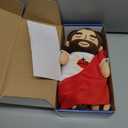 Jesus Plush Breathing with Glow&Songs, Soothing Jesus Stuffed Doll Heart of Jesus Toy Savior Doll for Church Sunday School Religious Easter Gift for Kids (Brown)