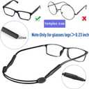 lvvfit 3pcs Adjustable Eyeglass Strap - No Tail Sunglass Strap - Eyewear String Holder -for Men's Women's Kids' Glasses Straps Sunglasses Straps (3pcs Black)
