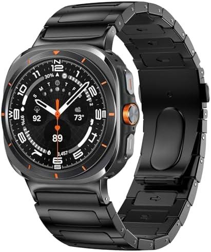 Set of 2 Packs, KOREDA No Gap Bands Compatible with Samsung Galaxy Watch Ultra 2/1 Band 47mm(2025/2024) for Men, Solid Business Stainless Steel Metal Bands for Galaxy Watch 7 Ultra 47mm