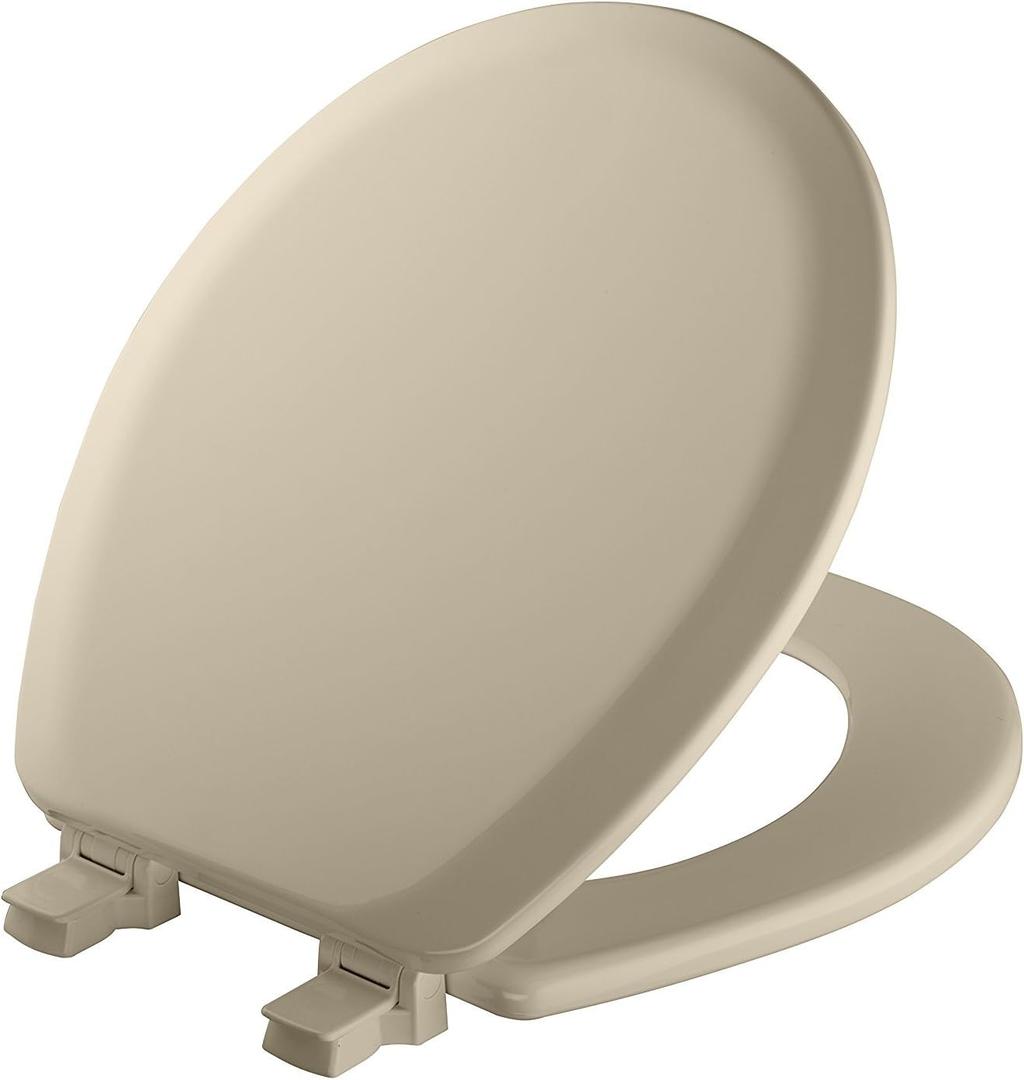 Mayfair Cameron Bone Toilet Seat, Non Slip Heavy Duty Wood, Easy Clean, Made in USA, Round