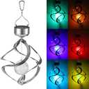MorTime LED Solar Revolving Wind Chimes Hanging Spiral Solar Lights Outdoors