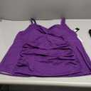 JINXUEER Women’s Plus Size Swimwear Floral Tankini Set Ruched Modest Two Piece Skirt Swimsuit (Purple, 22)