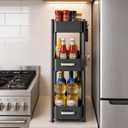 3-Tier Countertop Organizer, Pull Out Spice Rack, Transforming a Cramped, Unusable Space Into a Storage Area, With Suction Cup Feet and 4 Hooks, For Tall Bottles, Condiments and Spices