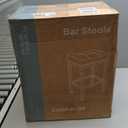 DUMOS Saddle Bar Stools Set of 4, 24 Inch Counter Height Stools with Curved PU Leather Surface, 3.7" Thick Upholstery Bar Height Stools with Footrest for Kitchen Island, Dining, Cafe, Modern Brown