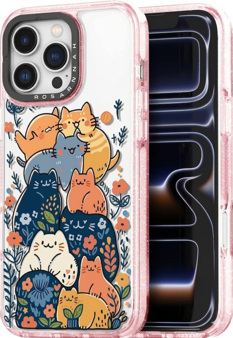 Rosarnnah for iPhone 13 Pro Case Cute - Durable Shockproof 6.6 ft Drop Impact Phone Case - Funny Cassette Tape Design (6.1") Glitter Pink