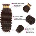 #4 Brown Human Braiding Hair for Boho Braids Human hair, 16 16 16 Inch 150g 3Pcs,Chocolate Brown Deep Wave Bulk Human Hair for Braiding Curly Knotless Hair Extensions