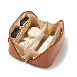 EACHY Travel Makeup Bag,Large Capacity Cosmetic Bags for Women,Waterproof Portable Pouch Open Flat Toiletry Bag Make up Organizer with Divider and Handle