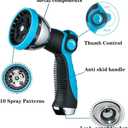 Garden Hose Nozzle Spray Nozzle,10 Hose Metal Duty Watering Patterns Thumb Control On Off Valve, High Pressure Nozzle Sprayer for Watering Plants, Car Wash,Cleaning,Showering Pets Blue