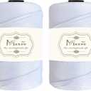 Premium Polyester Macrame Cord 3 mm × 218 yd (2 Pack),3mm 100% Polypropylene Macrame Cord,Ideal for Crochet, Wall Hangers, Bags, Rugs & DIY Crafts（White）