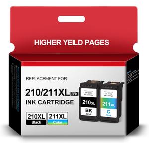 210XL and 211XL Ink Cartridges Replacement for Canon PG-210XL CL-211XL for Pixma IP2702 MX410 MP495 MP230 MP240 MP280 MX340 MX350 MX360 (1 Black 1 Tri-Color)