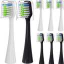Toothbrush Heads Replacement Compatible with Aquasonic Duo Series/Home Dental Center Eletric Toothbrush (NOT for Duo PRO Series)- 4 White & 4 Black