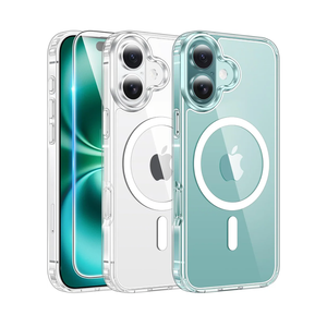 FNTCASE for iPhone 16 Case Clear: Magnetic Phone Cases with Screen Protector Drop Proof Compatible with Magsafe Slim Anti Yellowing Rugged Shockproof Protective Transparent Cell Cover (A-Clear)