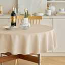 Decorelia Faux Linen Round Table Cloth 60 inch, Waterproof Decorative Fabric Anti-Scratch Texture Round Tablecloth Cover for Dining, Kitchen & Outdoor Table (60 Inch, Round (2-4 Seats), Beige)