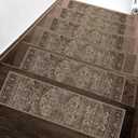 Non Slip Stair Treads for Wooden Steps 15PCS - 8"x30" Indoor Safety Carpet, Edging Mats with TPE Adhesive Backing, Pet and Elderly Friendly Stair Rugs (Sage/Brown)