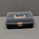 BTSKY 3-Layer Plastic Dividing Storage Box Craft Organizer with Adjustable Spacers Portable Handled Art Supply Organizer Multipurpose Home Utility Box for Sewing (Black+Beige)