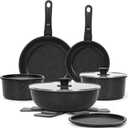 SODAY 15Pcs Pots and Pans Set Non Stick, Cookware Sets with Detachable Handle, Nonstick RV Kitchen Cooking Tools Removable Handles, Oven Safe, Induction Fast, Stackable Induction Cookware, Black