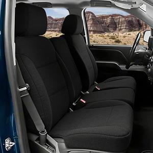 Seat Covers for Chevy Silverado & GMC Sierra 1500 2014 2015 2016 2017 2018 Front & Rear 60/40 Split Bench Full Set Foam Padded Heavy-Duty Automotive Seat Cover Set - Black