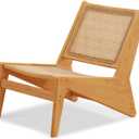 Rattan Accent Chair for Living Room, Mid Century Side Chair, Comfy Bamboo Chairs for Bedroom Reading Room, Wood 