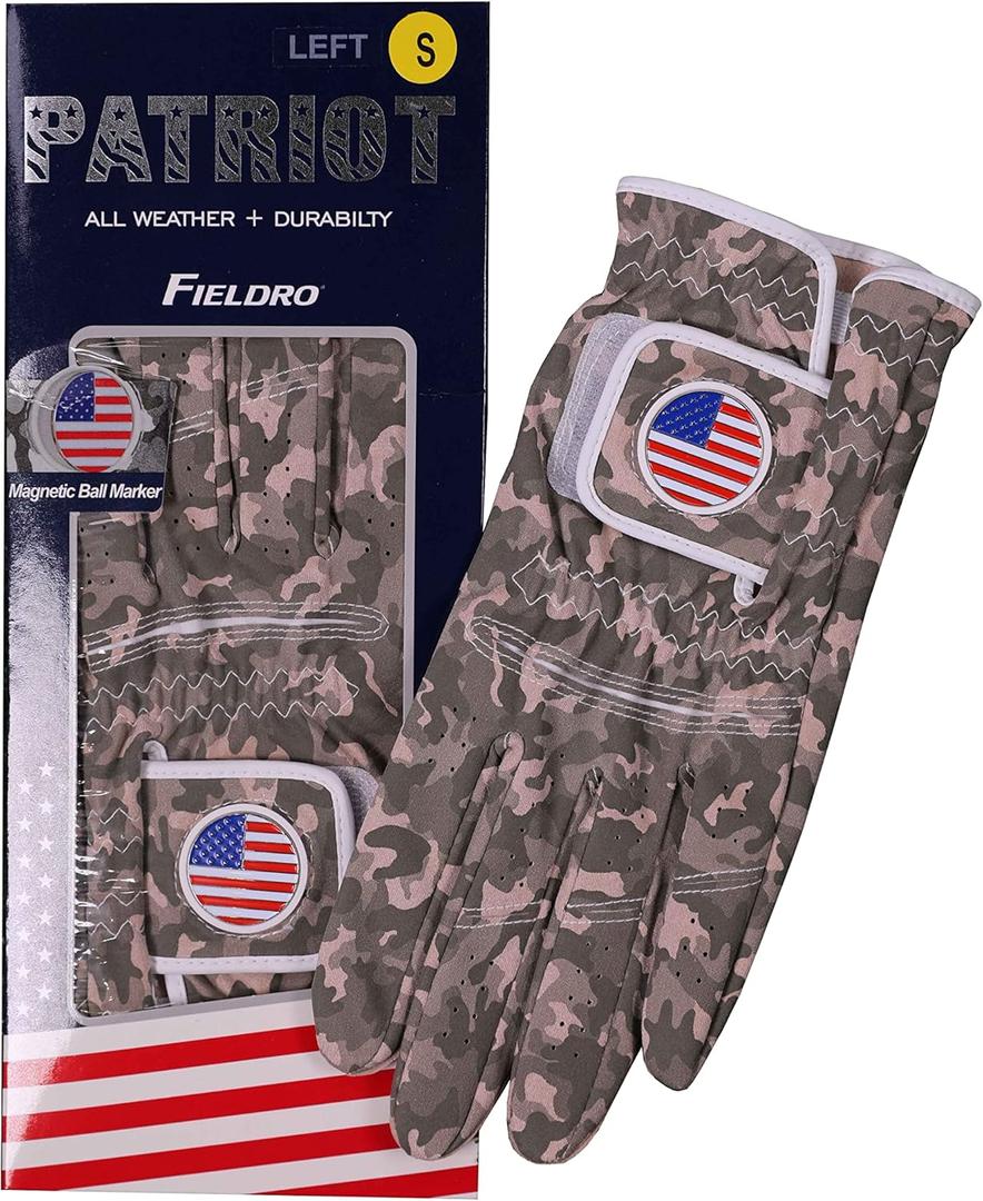 Patriot Golf Glove Ball Marker Men's Womens Premium Synthetic Left Hand Right Hand (Medium, Gray)