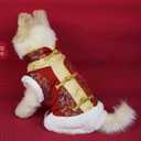 BAMY New Year Small Dog Coat Warm Cat Costume Winter Pet Clothes Vest of The Tang Dynasty Christmas Hoodie for Boy Puppy Kitten Teddy Bichon (L (Chest Circumference 21.2in))