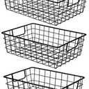 Wetheny 3 Pack Extra Large Wire Basket with Metal Handles, Metal Basket for organizers and storage, Wire Storage Baskets for Pantry, Cabinet, Fridge, Kitchen, Wardrobe, Garage, Bathroom, Black