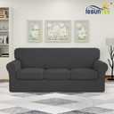 ISSUNTEX 4 Pieces High Stretch Thicken Couch Covers, Soft Sofa Slipcover for 3 Separate Cushion , Jacquard Fabric Elastic Furniture Protector for Dogs (Sofa, Dark Gray)