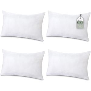 ROYALE LINENS 12 x 20 Pillow Insert - Down Alternative Throw Pillows Insert - Rectangle Pillow Pack of 4 White - Bed & Couch Pillows - Inner Cushion for Bed, Cushion for Living Room - Shams Stuffer